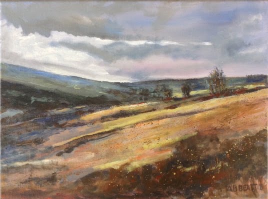 This is a painting of a late Autumn landscape in Southwest Wiltshire